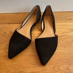 J Crew Pointed toe suede flats black sz 7